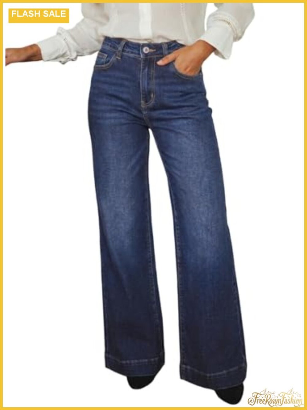 High Waisted Flare Wide Leg Jeans Stretchy Denim Pants